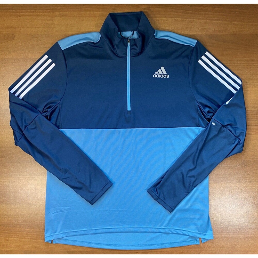 Adidas Running Men’s XL Performance 1/4 Zip Pullover Aeroready Triple Stripe